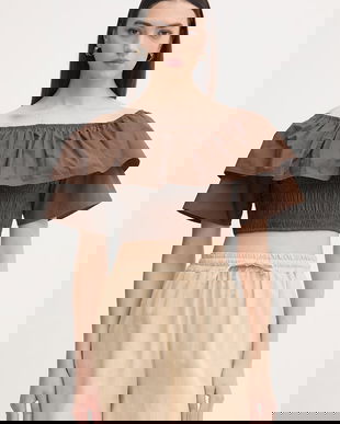 Gaudi bluză cu volane pentru femei, din bumbac