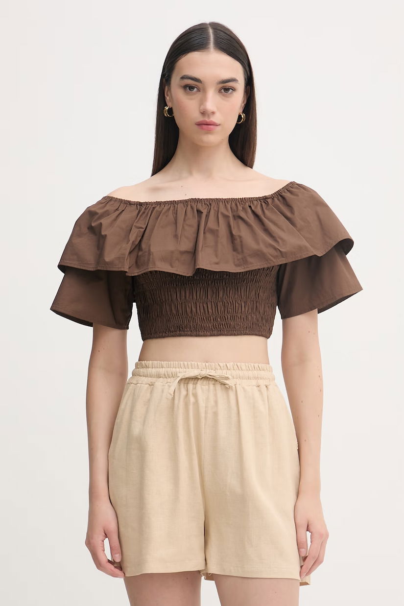 Gaudi bluză cu volane pentru femei, din bumbac