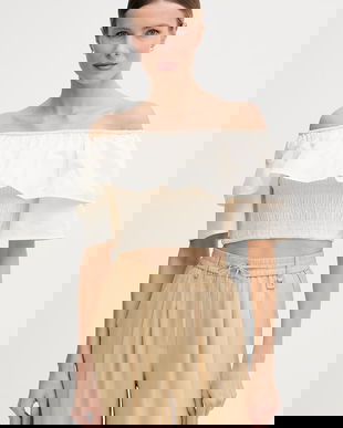 Gaudi bluză cu volane pentru femei, din bumbac