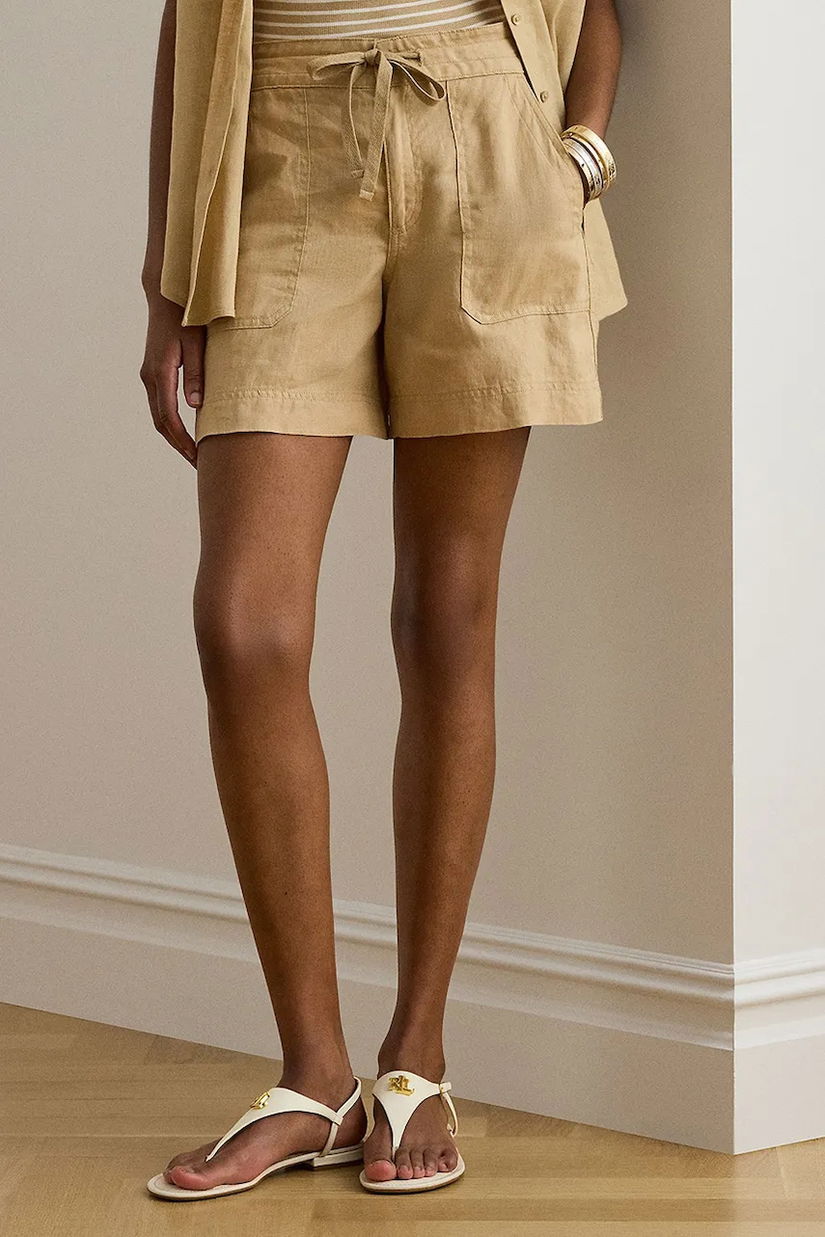 Lauren Ralph Lauren pantaloni scurți pentru femei, din in