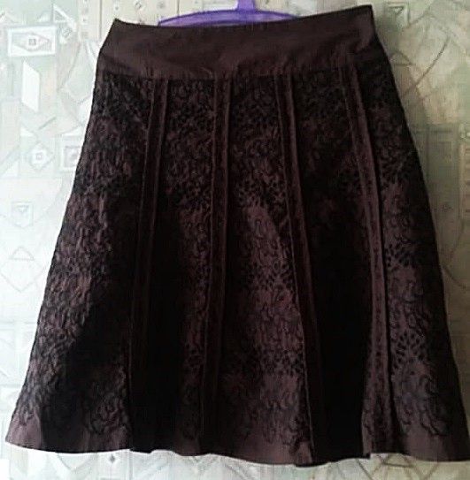 fusta maro bumbac cu broderie , Mexx , 40