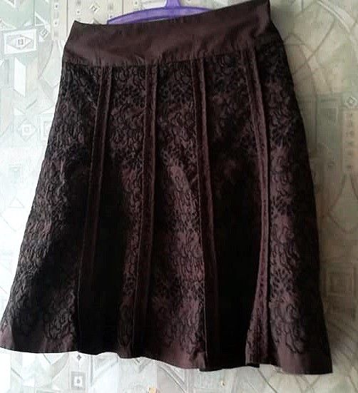 fusta maro bumbac cu broderie , Mexx , 40