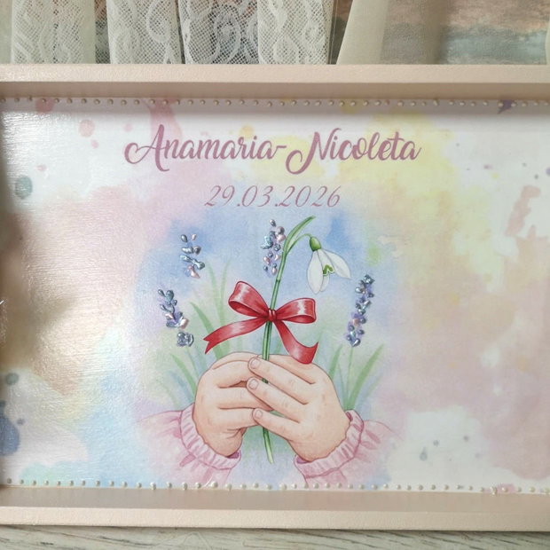 Set personalizat pentru taierea motului/ un an - tema ghiocel