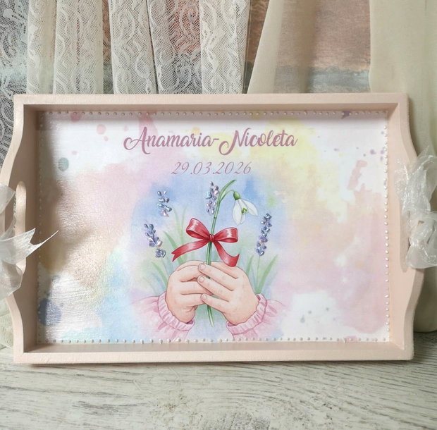Set personalizat pentru taierea motului/ un an - tema ghiocel