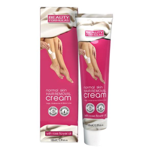 Crema depilatoare cu ulei de trandafiri, pentru piele normala (picioare, axila si linia bikinilor) Beauty Formulas, 100 ml
