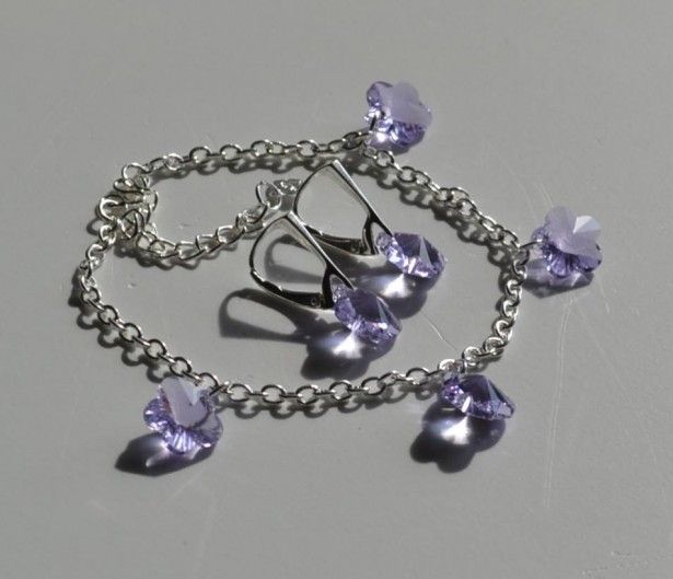 Swarovski - Ag925 - Flori de Liliac
