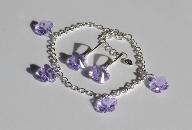 Swarovski - Ag925 - Flori de Liliac