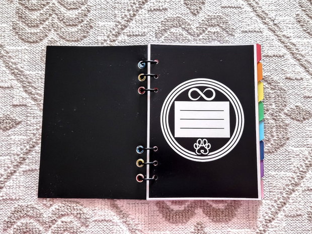 CAIET MECANIC A5 cu Refill Rezerve Foi - Basic Negru Detalii Metalice Colorate si Separatoare (Planner, Organizator)
