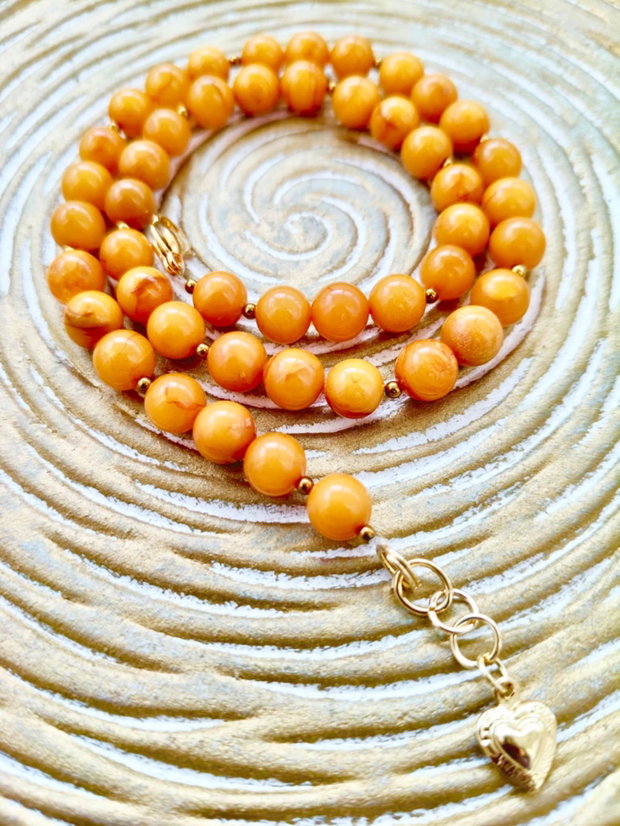 Colier CHOKER chihlimbar galben orange