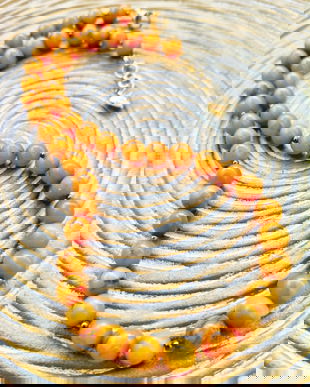 Colier CHOKER chihlimbar galben orange