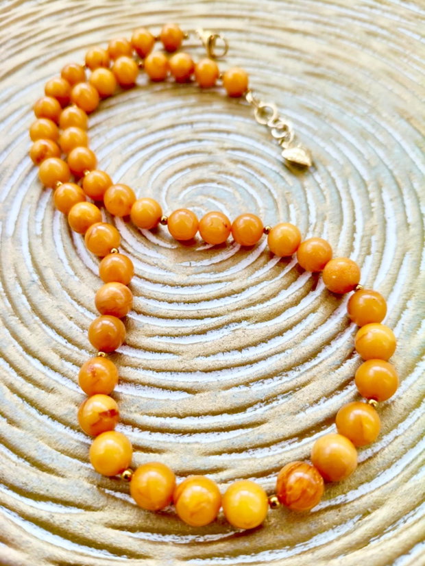 Colier CHOKER chihlimbar galben orange