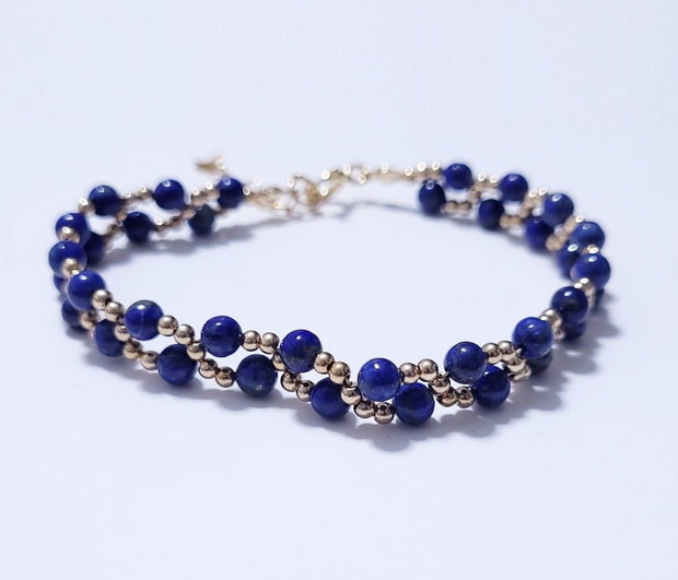Bratara aur filat cu lapis lazuli si hematit
