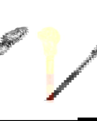 Baston din lemn de mahon cu maner din bronz