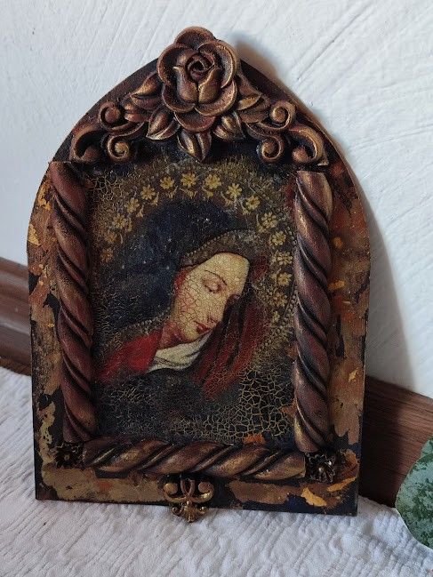 Icoană/Tablou cu Tematică Religioasă,Realizată Manual