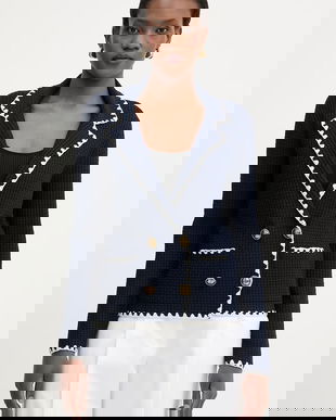 Luisa Spagnoli sacou cu două rânduri de nasturi pentru femei, cu vâscoză Cosmica