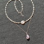 Colier argint ametist light perle naturtale de cultura baroc minimalist  boho chic trendy