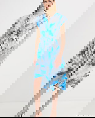 DKNY rochie evazată din in