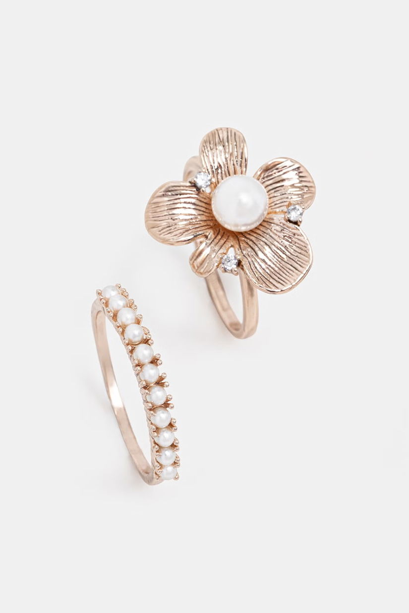 Aldo set de inele pentru femei, din metal cu zirconiu cubic MARIVIE pachet de 2