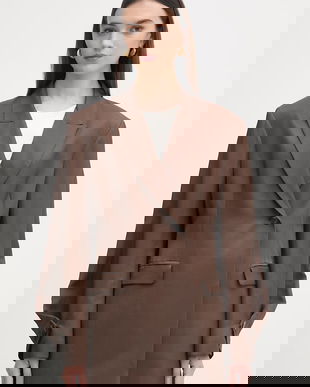 Haveone sacou cu două rânduri de nasturi pentru femei, cu amestec de in