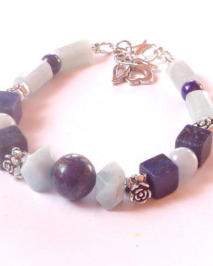 Bratara lapis lazuli si acvamarin