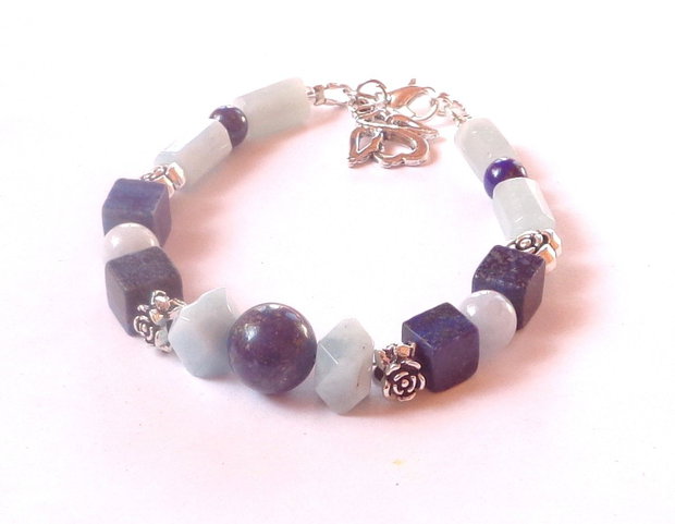 Bratara lapis lazuli si acvamarin