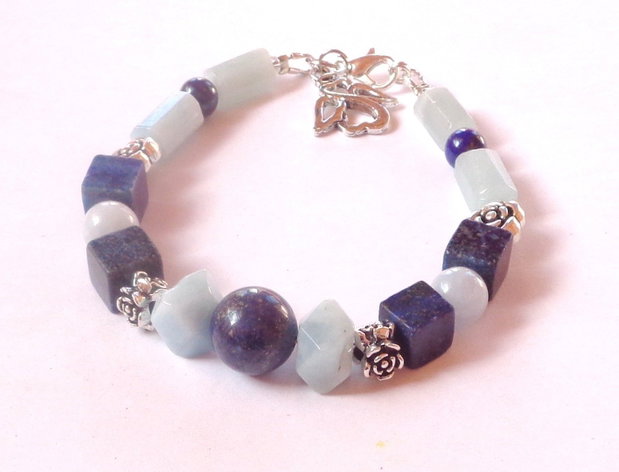 Bratara lapis lazuli si acvamarin