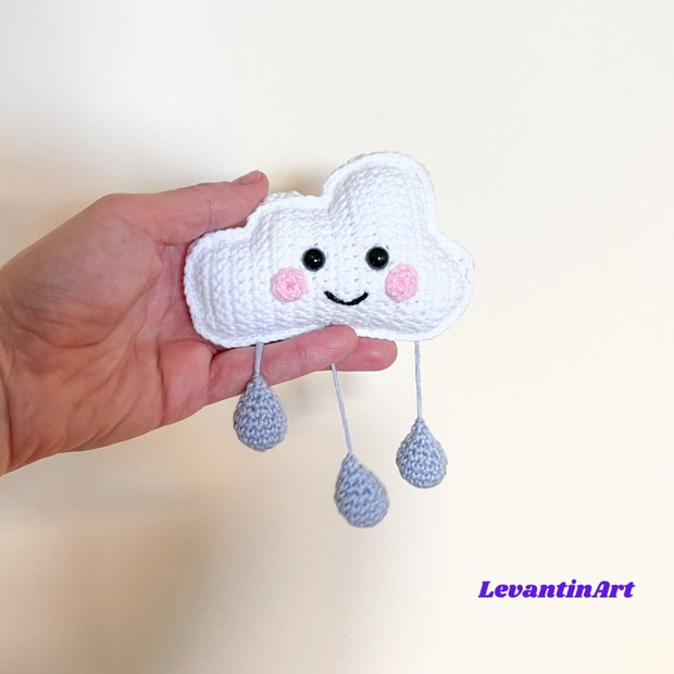 Set croșetat 3D cu piese mari Soare vesel, Semilună și Norișor cu detalii adorabile. LA COMANDA
