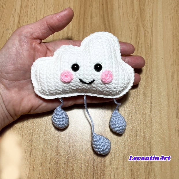 Set croșetat 3D cu piese mari Soare vesel, Semilună și Norișor cu detalii adorabile. LA COMANDA