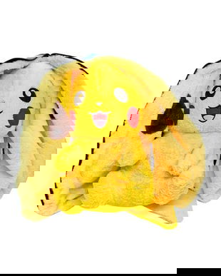 Jucarie de Plus Pikachu in Pokeball cu Fermoar, 30 cm, Plush Pokemon 2 in 1 pentru Copii