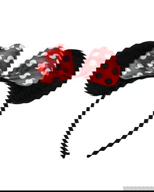 Bentita Minnie pentru Copii si Adulti cu Urechi si Fundita Rosie cu Buline, Accesoriu Party Carnaval