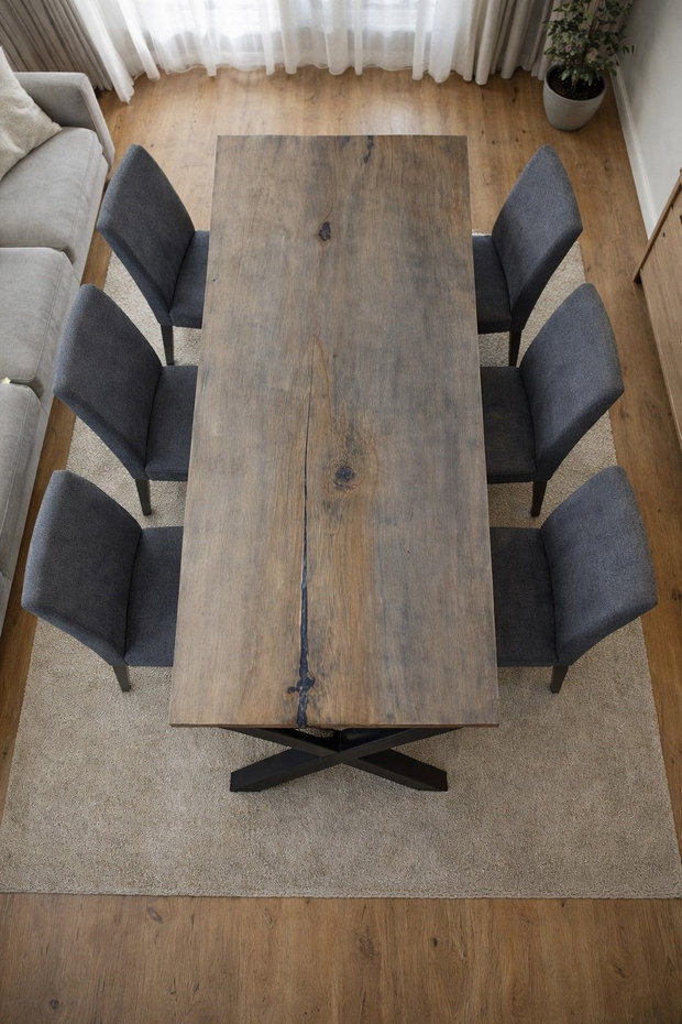 Masă dining din stejar masiv gri lemn natural - dimensiuni personalizate - ATP Wood