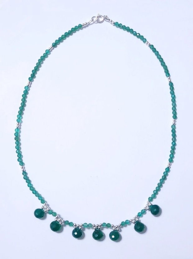 Colier argint 925 cu onix verde si hematit