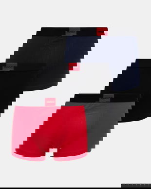 HUGO boxeri bărbătești din bumbac cu elastan TRUNK TRIPLET GALAXY pachet de 3