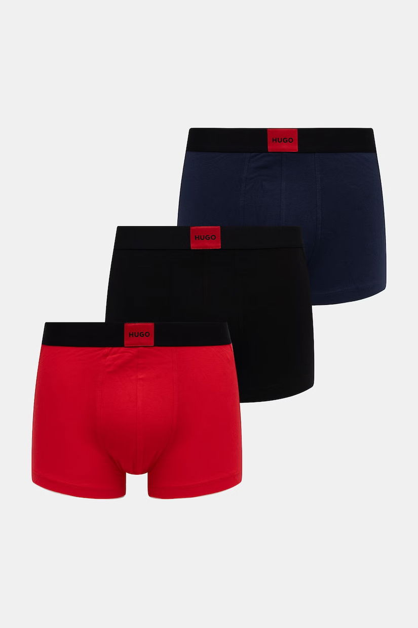 HUGO boxeri bărbătești din bumbac cu elastan TRUNK TRIPLET GALAXY pachet de 3