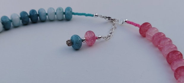 Colier mărgele abac, cu perlă Swarovski și elemente Argint 925
