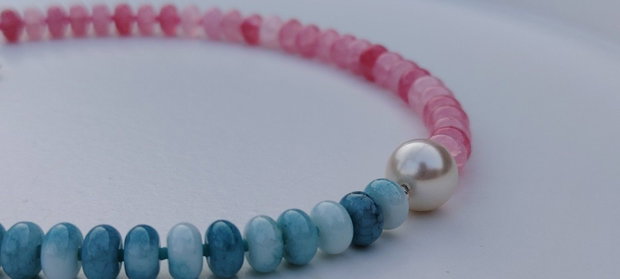 Colier mărgele abac, cu perlă Swarovski și elemente Argint 925