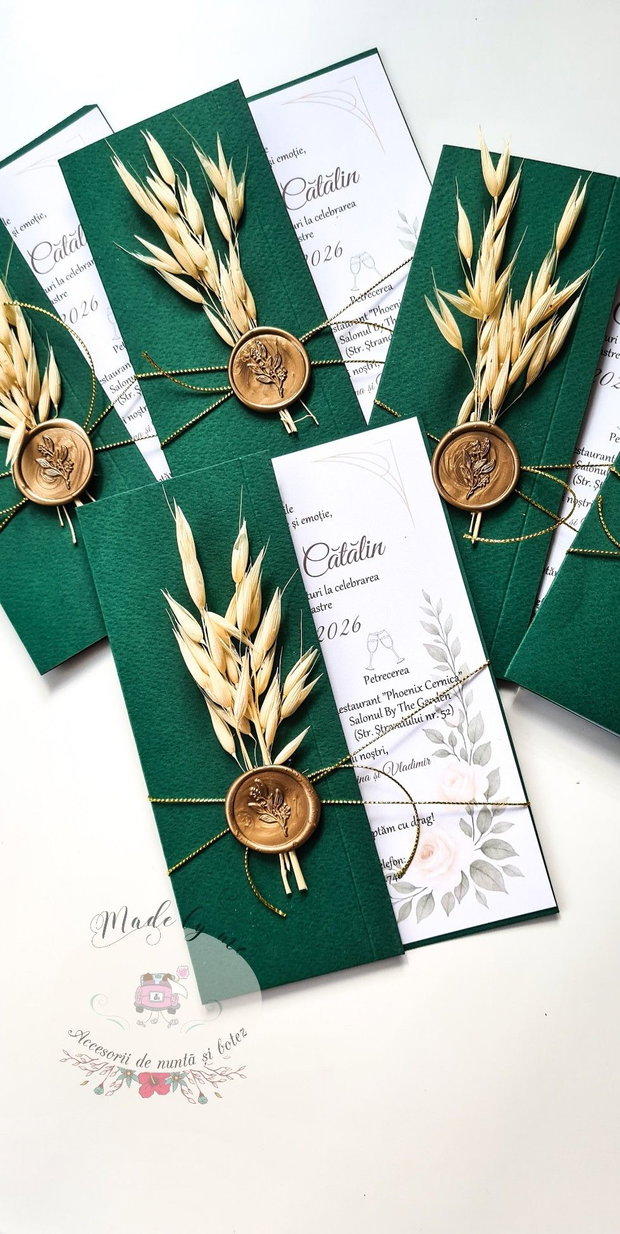 Invitatie nunta cu trandafiri crem