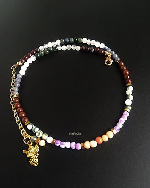 colier pietre semipretioase multicolor cu ingeras