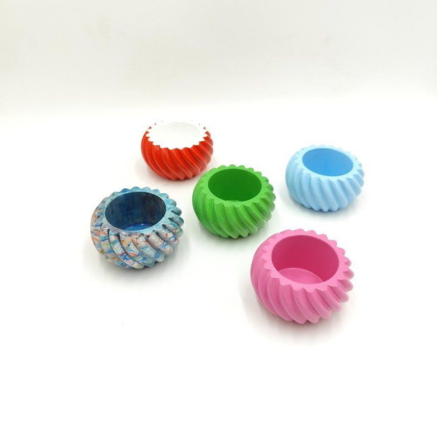 Recipient rotund bleu, turnat manual, vopsit si lacuit 46275