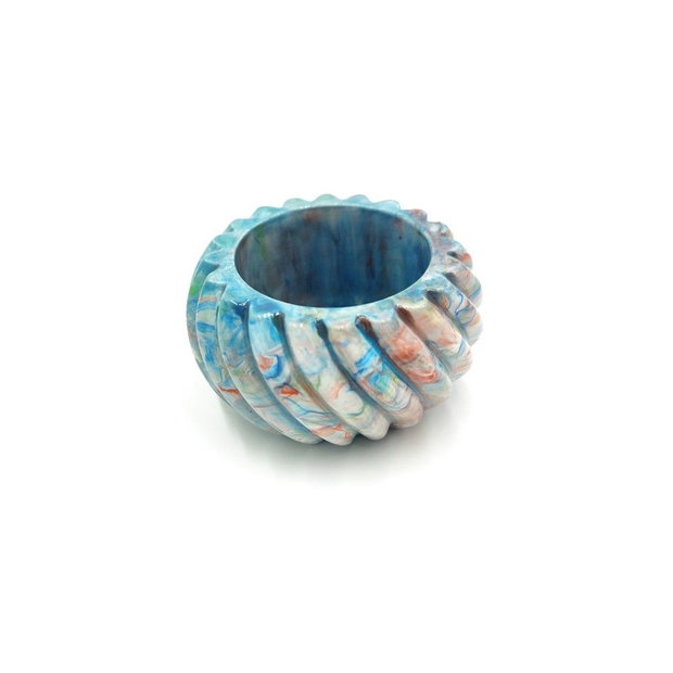 Recipient rotund bleu, turnat manual, vopsit si lacuit 46275