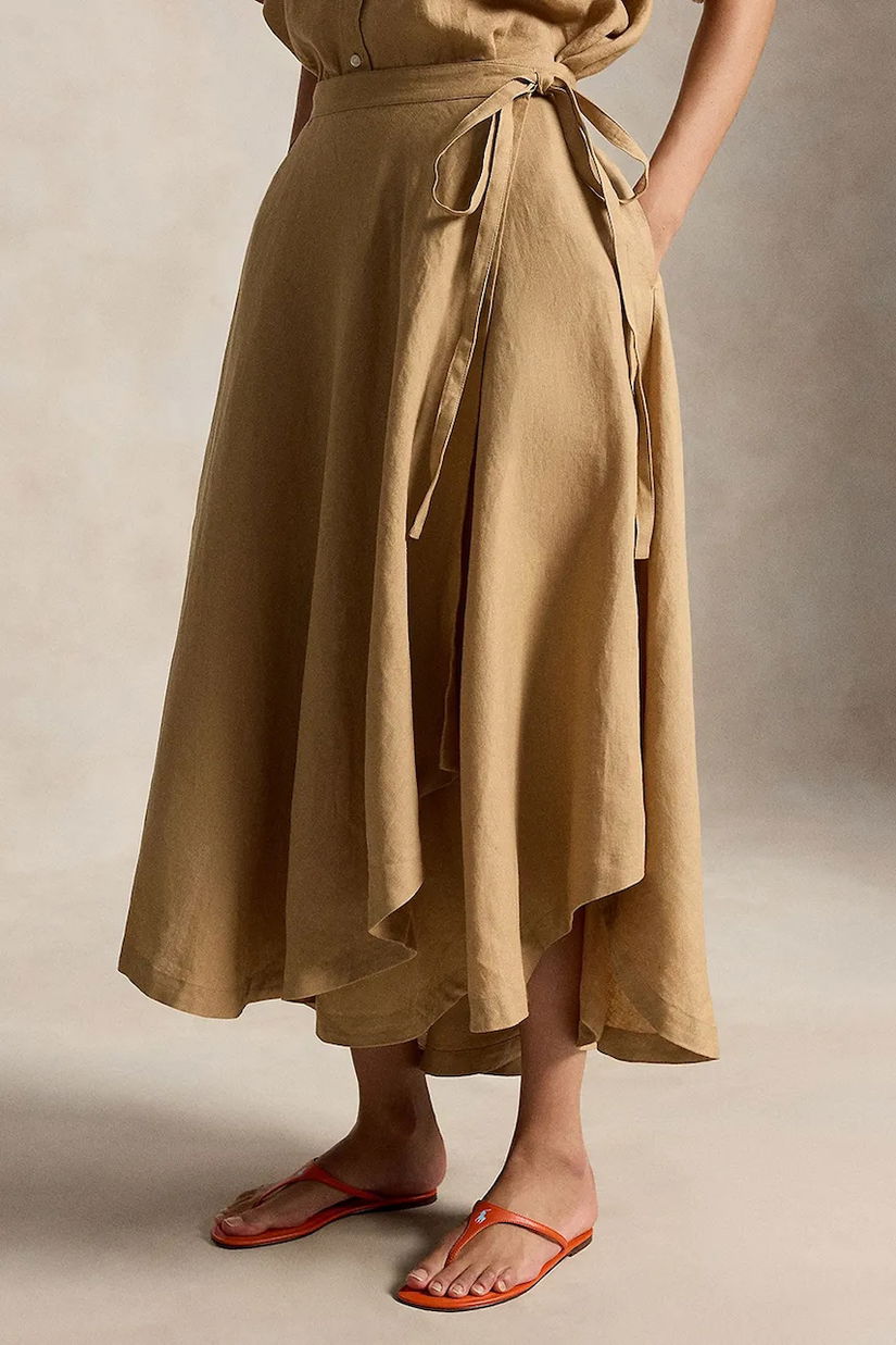 Polo Ralph Lauren fustă asimetrică din in