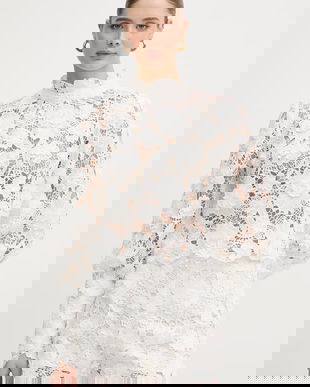 Bardot bluză pentru femei ajurată