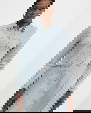 Morgan rochie tip cămașă din denim