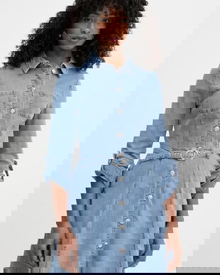 Morgan rochie tip cămașă din denim