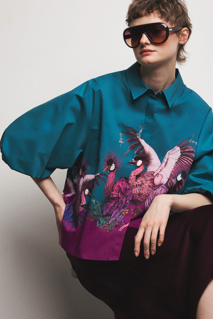 Medicine bluză tip cămașă pentru femei, din bumbac