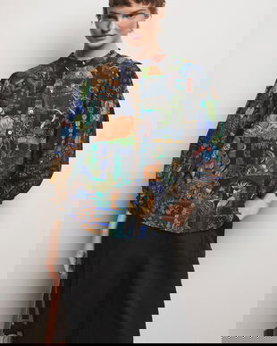 Medicine bluză tip cămașă pentru femei, cu vâscoză