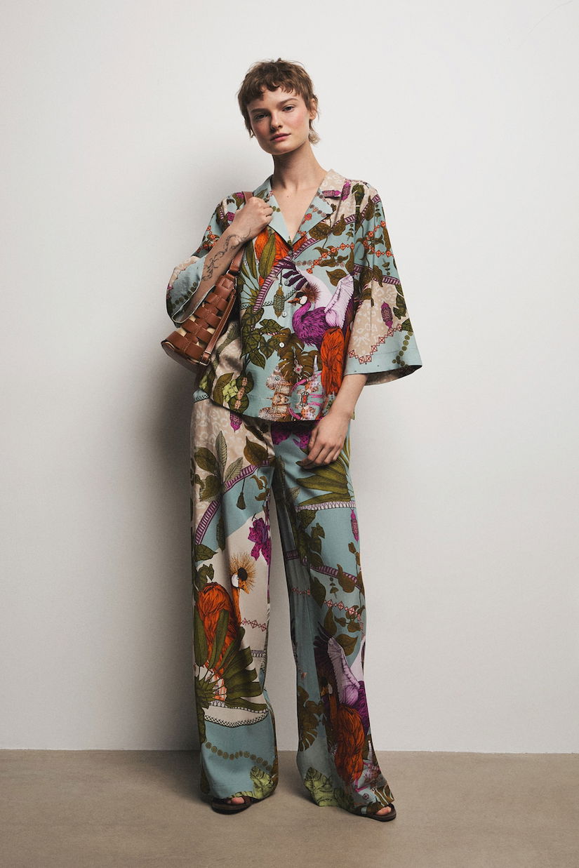 Medicine pantaloni wide leg pentru femei, cu lyocell