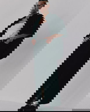 Muuv. Fustă cu crăpătură bumbac cu elastan NANTES