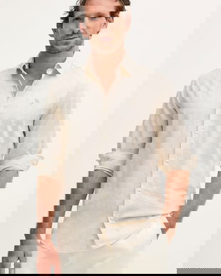 U.S. Polo Assn. Cămașă safari de bărbați cu in LINEN BLEND LS