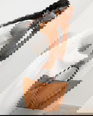 Answear.LAB geanta de mana din piele intoarsa